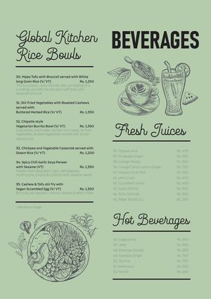 Tranquil Rose - Menu at Vegan Tranquil Rose in Kandy