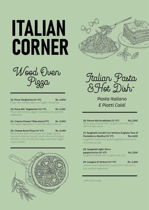 Menu at Vegan Tranquil Rose in Kandy