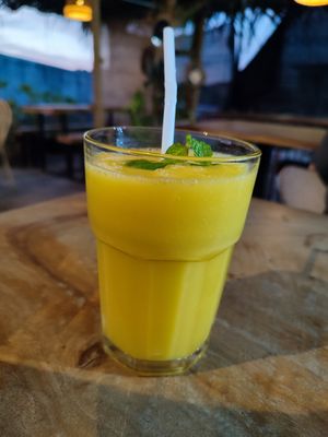 mango juice at Vegan Tranquil Rose in Kandy