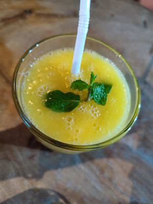 mango juice at Vegan Tranquil Rose in Kandy