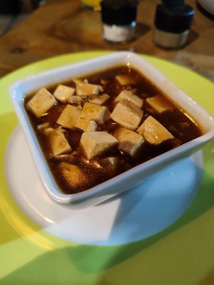 tofu of mapo tofu dish at Vegan Tranquil Rose in Kandy