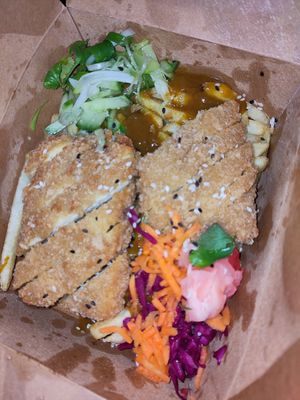 Katsu loaded fries at Forked Up Vegan Kitchen - Blackstock Market in Liverpool