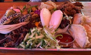Sharing platter  at Forked Up Vegan Kitchen - Blackstock Market in Liverpool