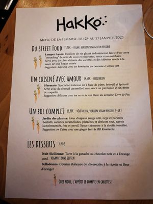 Menu #Veganuary at Hakko in Montpellier