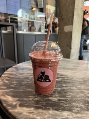 Red Supreme Vegan protein shake  at Joe & The Juice - Cannon St in London