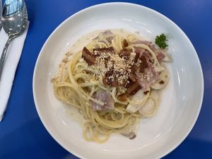 Spaghetti carbonara, 160 baht  at alt.Eatery in Bangkok
