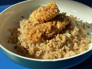 Tender garlic rice, 135 baht  at alt.Eatery in Bangkok