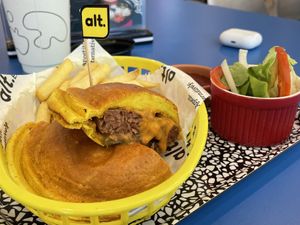 alt. Beef UFO burger set, 225 baht  at alt.Eatery in Bangkok