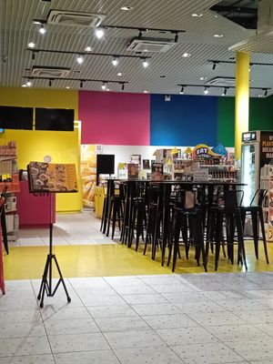 Colorful place with the shop in the back at alt.Eatery in Bangkok