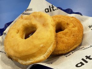 Donuts were buy one get one free, so both of these only cost 39 baht.  at alt.Eatery in Bangkok