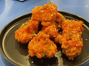 Sriracha BBQ fried broccoli and cauliflower bites, 89 baht  at alt.Eatery in Bangkok