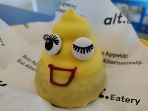 Carrot cake filled with yuzu cream at alt.Eatery in Bangkok