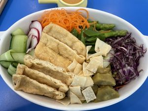 Rainbow gado-gado bowl with peanut dressing (large), 240 baht  at alt.Eatery in Bangkok