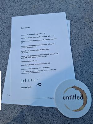 Snack menu at Plates in London