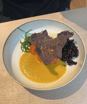 Carrot+black rice  at Plates in London