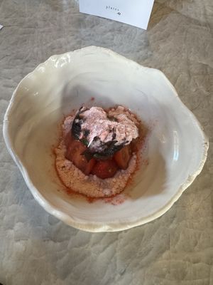 Tomatoes, house ricotta  at Plates in London