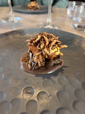 Course 3) barbecue Maitake mushrooms  at Plates in London