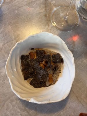 Course 5) black truffle & artichoke risottoo  at Plates in London