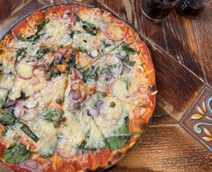 Vegan pizza   at La Cantina in Warsaw