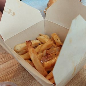 Cheesy fries! at Bosky's Vegan Grill in Springfield