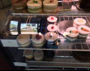 Middle shelf is all vegan! at Amia Bakery in Newark