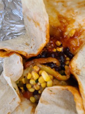 BBQ burrito with Thai peanut sauce at Shine Beer Sanctuary in Bozeman