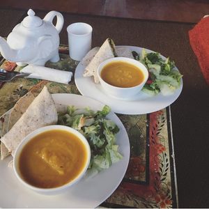 Soup, wraps and chai at Tea Sutra Teahouse in Newcastle Upon Tyne