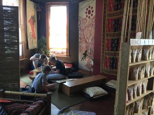 You can recline while eating if you’d like at Tea Sutra Teahouse in Newcastle Upon Tyne