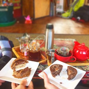 Vegan snickerscup and brownie (raw, gf) at Tea Sutra Teahouse in Newcastle Upon Tyne
