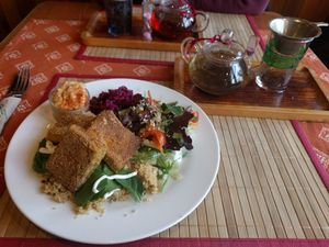 Buddha plate at Tea Sutra Teahouse in Newcastle Upon Tyne