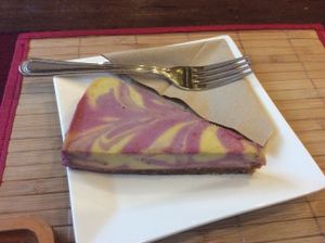 Raspberry and mango raw cake, very nice! at Tea Sutra Teahouse in Newcastle Upon Tyne