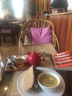 Tea, jackfruit schawarma and the place itself  at Tea Sutra Teahouse in Newcastle Upon Tyne