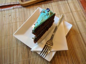 Chocolate and Blue Peaflower Cake [£3.00] at Tea Sutra Teahouse in Newcastle Upon Tyne