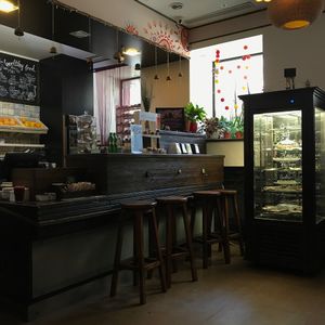 counter and fridge at Nebos in Kyiv