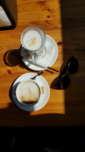 Coffee with almond milk at Nebos in Kyiv