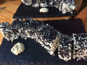 Sorry for the bad picture but the raw sushi were so good that I needed to post it  at Nebos in Kyiv