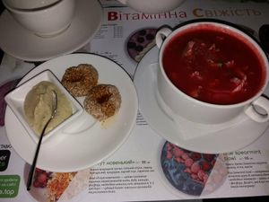 Borscht at Nebos in Kyiv
