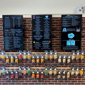 Tasting wall with over 40 flavors!  at Popculture Gourmet Popcorn & Ice Cream in Parkville