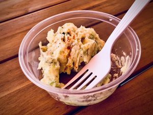 “Mashed” potato salad.    at Maciel's Plant-Based Butcher & Deli in Los Angeles