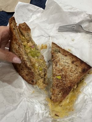 Tuna melt on gluten free bread  at Maciel's Plant-Based Butcher & Deli in Los Angeles