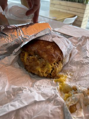 Loaded breakfast biscuit   at Maciel's Plant-Based Butcher & Deli in Los Angeles