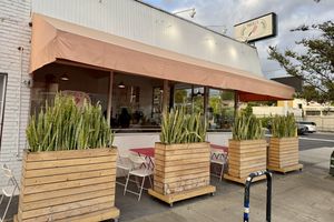 From the street  at Maciel's Plant-Based Butcher & Deli in Los Angeles