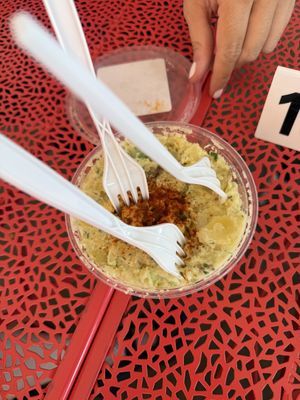 Potato saladd  at Maciel's Plant-Based Butcher & Deli in Los Angeles