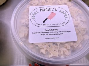 Tuna salad to go  at Maciel's Plant-Based Butcher & Deli in Los Angeles