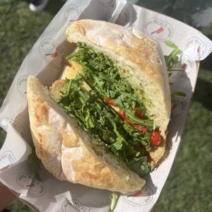 Vegan turkey pesto sandwich  at Maciel's Plant-Based Butcher & Deli in Los Angeles
