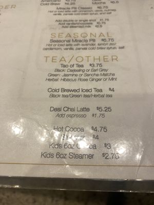 Tea and Other Offerings (Besides Coffee)  at Guilder Cafe at Powell's City of Books in Portland