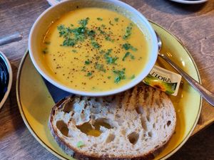 Carrot and swede soup at The South Downs Social in Winchester