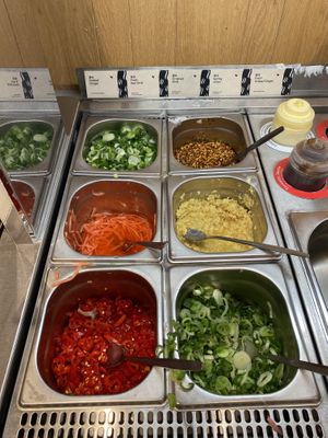Free toppings station  at Marugame Udon - The O2 in South East London