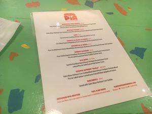 Menu at PIA in New York City