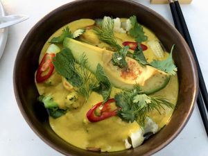 Yellow curry  at Botànic in Mallorca